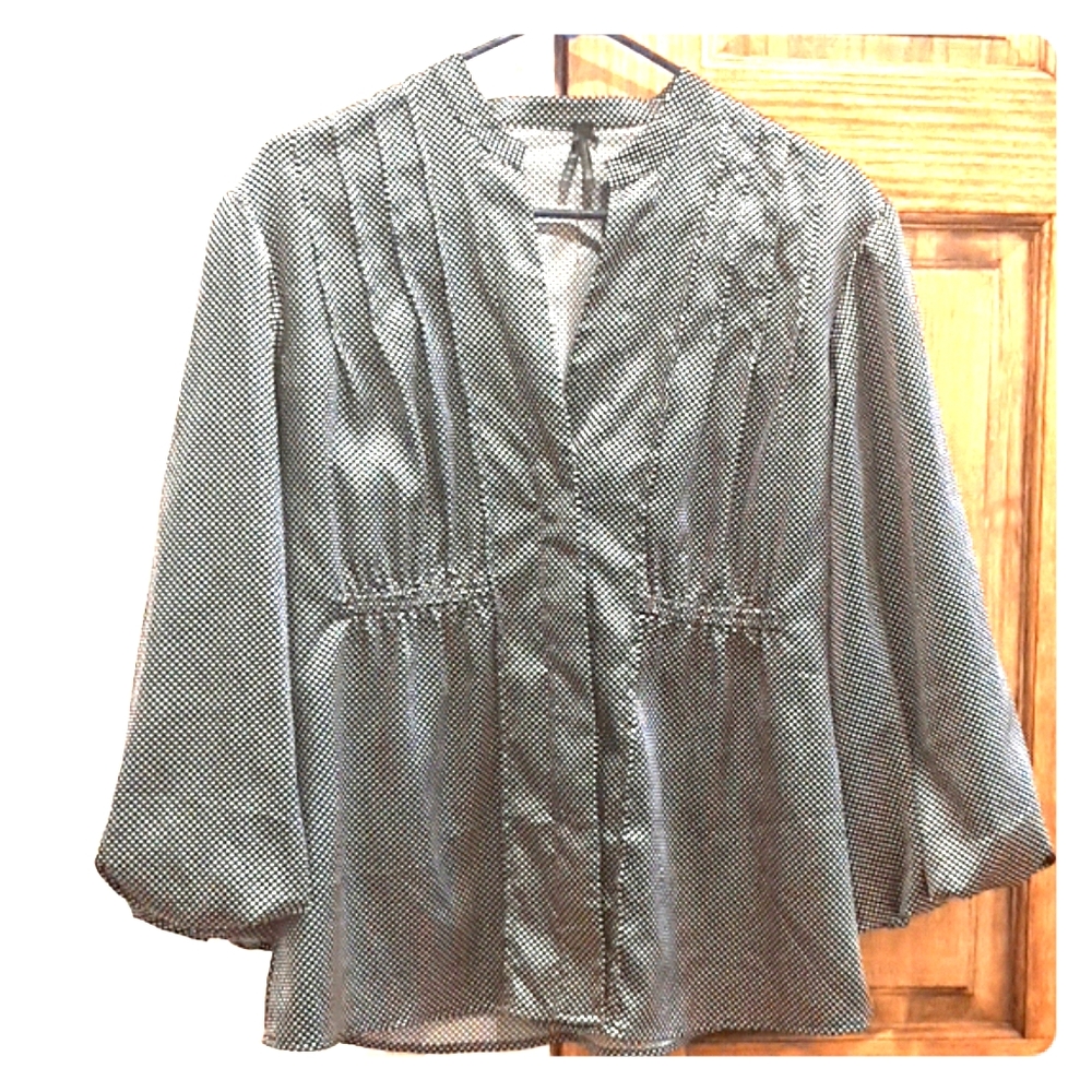 Polka Dot Satin Button Down Blouse